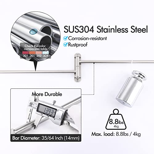 KES 19.5-Inch Bathroom Towel Rack, Swivel Towel Rack 2-Arm, Swing Out Double Towel Bar Wall Mounted, SUS304 Stainless Steel Brushed Finish, A2103S2L50-2 | SUS304 Stainless Steel, Swing-Out Design, 22 Lb Load Capacity, Anti-Drop End Caps, Includes Mounting