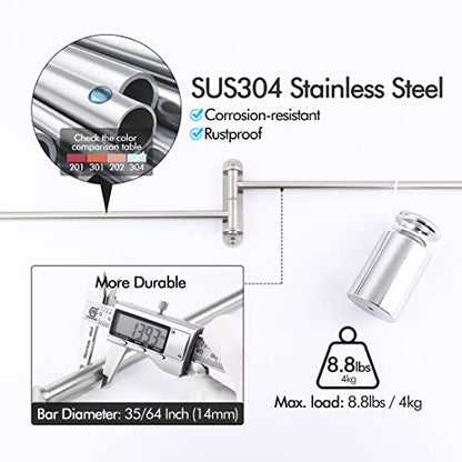KES 19.5-Inch Bathroom Towel Rack, Swivel Towel Rack 2-Arm, Swing Out Double Towel Bar Wall Mounted, SUS304 Stainless Steel Brushed Finish, A2103S2L50-2 | SUS304 Stainless Steel, Swing-Out Design, 22 Lb Load Capacity, Anti-Drop End Caps, Includes Mounting
