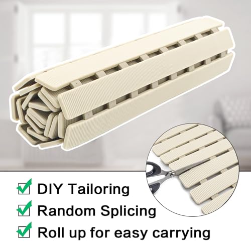 BEMISO Shower Mat Non Slip Bathtub Mat with Suction Cups and Drain Holes 27.5 x15.7 Inch Bath Mat for Tub & Shower.Easy Dry,Easy to Cut,Eco-Friendly - color: Beige, size: 27.5 x 15.7 inches