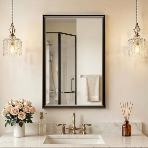 Retro Copper Effect Framed Wall Mirror, 20x30 Rectangle Mirror | Anti-desilvering Tempered Glass, Sustainable& Sturdy Frame, Farmhouse Mirror, Anti-Rust, 3min Setup for Bathroom Living Room - color: Retro Copper, size: 30"L x 20"W