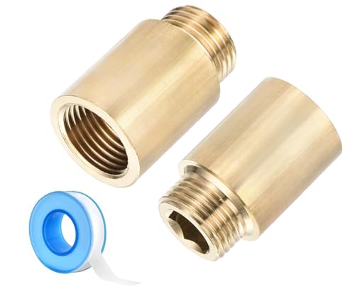 Shower Head Extension Arm, 2 Pack Brass G1/2 Male to G1/2 Female Thread 40mm Length Pipe Fitting Coupler Copper Shower Head Extender with 8M PTFE Pipe Sealant Tape - style: 40mm