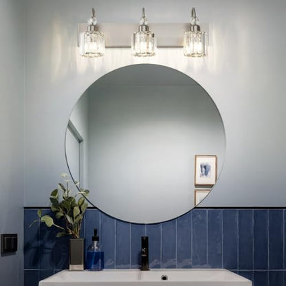 Ralbay Brushed Nickel Vanity Light for Bathroom Crystal 3-Light Modern Bathroom Light Fixtures - color: Round-Brushed Nickel, size: 3-light