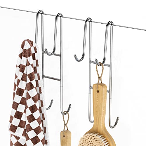 Cerbonny Shower Door Hooks (14 Inch), 2 Pack Super Extended Towel Hooks for Bathroom, Over Door Hooks, Shower Hooks for Frameless Glass Door, Silver - color: Silver, size: 14 in