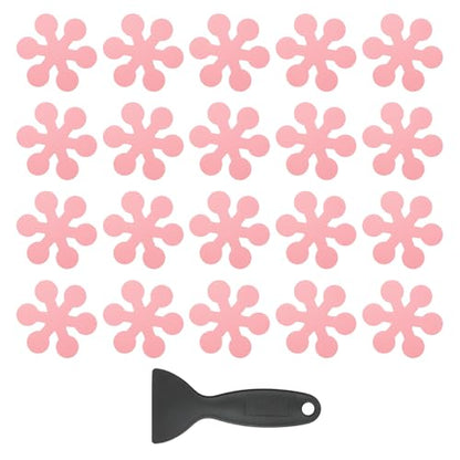 PATIKIL 20 Pcs Non Slip Bathtub Stickers, Anti Slip Shower Stickers with Scraper Bathroom Shower Floor Decals Snowflake Shape Cute Treads Tubs, Pink - color: Pink