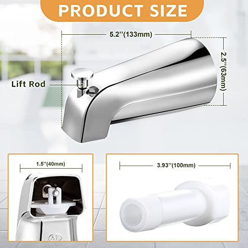 Dreyoo Tub Spout, Tub Faucet for Bathtub (Chrome,Simple) | Bathroom Bathtub Faucet with Adapters, Hex Wrench, Universal Faucet for Bathtub Fits 1/2" Copper Pipe, 1/2" IPS and 3/4" IPS - color: Chrome, style: Simple