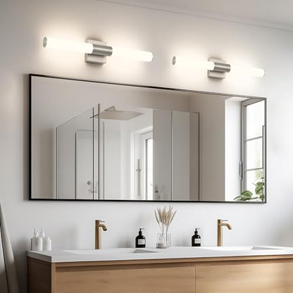 Brushed Nickel Bathroom Light Fixture 5CCT Dimmable 18W Led Bathroom Vanity Lights Over Mirror Modern Bath Lights for Mirror - size: 23.62 in-18W-5CCT
