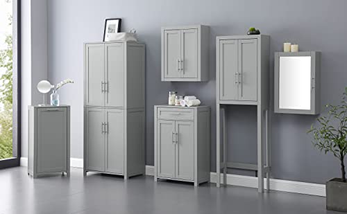Crosley Furniture Savannah Wall Mounted Bathroom Storage Medicine Cabinet with Shelves, Gray - color: Grey, style: Wall Cabinet