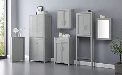 Crosley Furniture Savannah Wall Mounted Bathroom Storage Medicine Cabinet with Shelves, Gray - color: Grey, style: Wall Cabinet