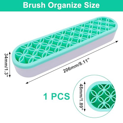 1Pcs Makeup Brushes Holder Silicone Make Up Brush Holder Stand Makeup Vanity Brush Holders for Painting Pen Brushes Nail Clippers Drill Pens Ruler Sewing Craft Tools (Green) - color: Green