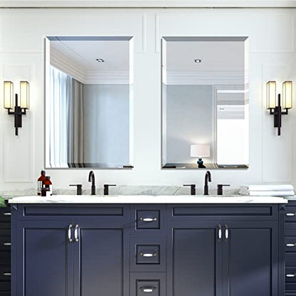 Beveled Mirror 24x36 Frameless Bathroom Wall Mirror Shatterproof | Modern Wall Mount Vanity Mirror, Hangs Horizontally or Vertically, for Over Sink, Living Room, Bedroom, Upgraded Packing - size: 36"L x 24"W