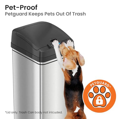 iTouchless New Sensor Trash Can Lid Replacement for Models IT13MX, IT13MXL, DZT13P, DZT13PL, DZT13M, and DZT08P, DZT08PL, and Other Variants - color: Black Lid