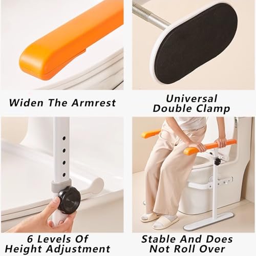 Toilet Safety Rails,Toilet Assistance Handles Safety Frames,Free Standing Adjustable Height Width Toilet Safety Frame Portable and Space-Saving