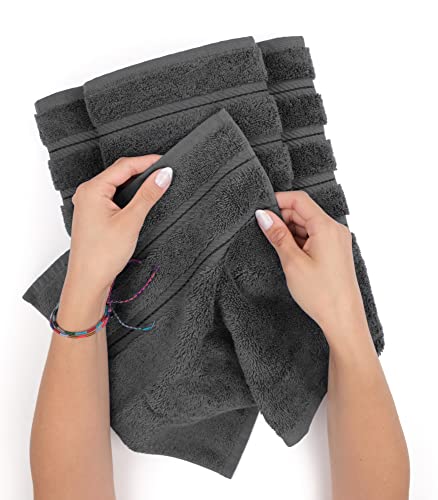 American Soft Linen 100% Cotton Luxury Turkish Towels, 4 PC Bath Towel Set | Soft Absorbent Quick Dry OEKO Tex Standard 100 Certificated Durable Machine Washable Premium Hotel Quality - color: Dark Gray, size: 27"x54"