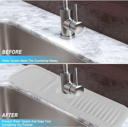 Sink Splash Guard Silicone Sink Faucet Mat Sink Accessories | for Kitchen, Bathroom, Sink Sponge Holder (Transparent) - color: Transparent