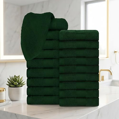 100% Cotton Washcloths 12x12 Inches, 600 GSM, Soft & Absorbent, Durable, Set of 20, Green - color: Green, size: Washcloth Set of 20