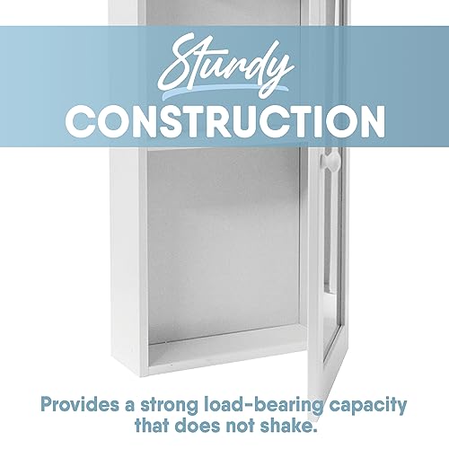 Mirrored Wall Mounted Bathroom Cabinet with Shelves, Stay Closed Magnetized Door, Compact Sylish and Functional Design, Durable and Easy to Assemble, White - style: Mirrored Wall Mounted Bathroom Cabinet