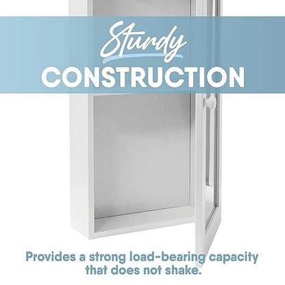 Mirrored Wall Mounted Bathroom Cabinet with Shelves, Stay Closed Magnetized Door, Compact Sylish and Functional Design, Durable and Easy to Assemble, White - style: Mirrored Wall Mounted Bathroom Cabinet