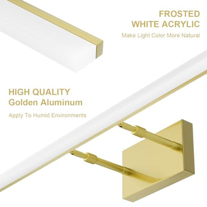 Aipsun 31.5inch Brushed Brass Bathroom Vanity Light Fixtures Modern LED Light Fixtures Gold Vanity Lighing for Bathroom Wall Fixtures 5500K - color: Brushed Gold, size: 31.5 in