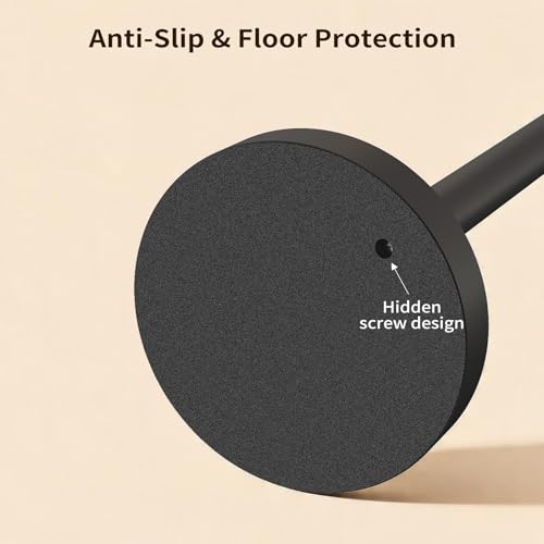 Toilet Paper Holder Stand with Storage & Weighted Base, Matte Black | Free Standing Stainless Steel Design with Open-Ring Arm for Easy Roll Replacement - color: Matte Black