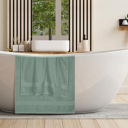 BOUTIQUO Cotton 2 Pack Oversized Bath Towel Set, Large Bath Towels 27x54, Ultra Soft, Absorbent, Compact, Quick Drying and Lightweight, Eco-Friendly and 100% Recyclable Towel Set - Jade - color: Jade, size: Bath Towel - Pack of 2