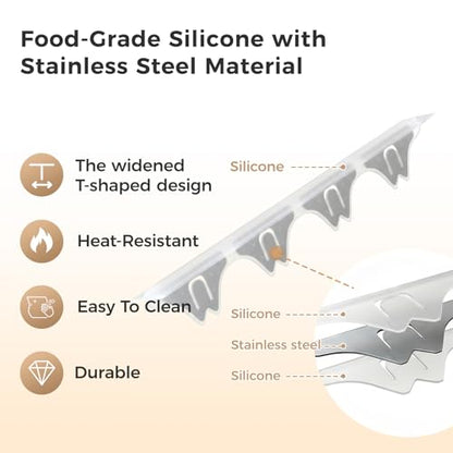 Silicone Stove Gap Covers with Stainless Steel, Oven Gap Filler Seals Gaps Between Stovetop and Counter, Stove Gap Guards Range Trim Kit, Easy to Clean Stove Gap Guard (Clear 2 Pack,21") - color: Clear, size: 21 inches