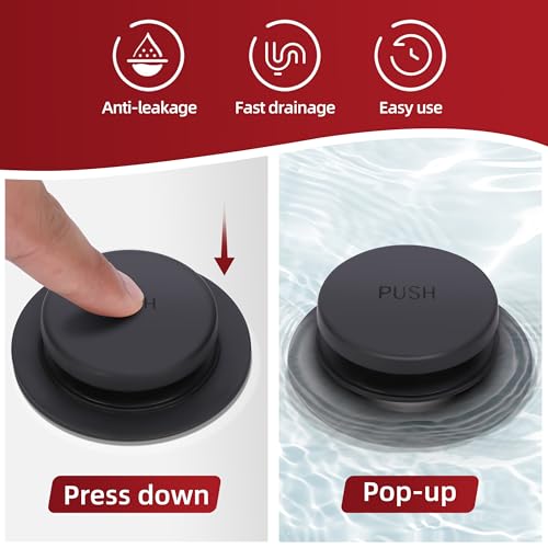 PRIMSOPH Tip-Toe Tub Drain Trim Kit with One Hole Overflow Faceplate Conversion Kit Assembly Universal Fine Coarse Thread Replacement Matte Black - color: Matte Black, style: One Hole
