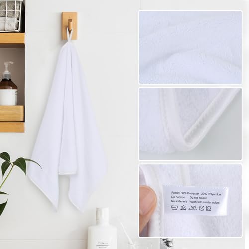 Microfiber Hand Towels for Bathroom, White, 16Inch x 30Inch, 3Pack | Ultra Soft, Makeup Remover Cloth, Face Cleansing Towel - color: Whitex3