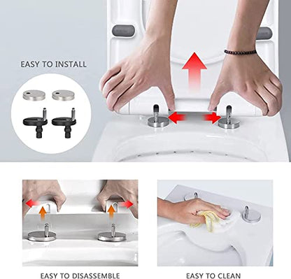 Toilet Seat with Cover, Slow Close, Quick Release, Easy Cleaning, Thickened PP Material, Top Fixing Adjustable Hinge, White - size: 05B