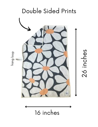 Kitchen Towels, Dish Towels for Kitchen, 2 Pc Kitchen Towel Set | Microfiber Waffle Towels, 16 x 26 inches, with Hanging Loops, Reusable Tea Towels, Cute Kitchen Towels - 2 Pack - color: Gray