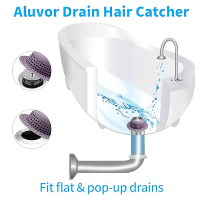 Aluvor Shower Drain Hair Catcher Bathtub Drain Cover Sink Drain Protector | Bathroom Sink & Bathtub Drain Strainer for Pop-Up & Regular Drains, Silver Purple - color: Silver Purple