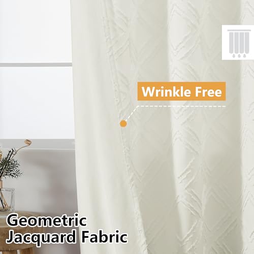 Cream Shower Curtain Set for Bathroom, 36" Width Stall Small Boho Shower Curtain with 12 Hooks, Soft Lightweight Jacquard Design Fabric Shower Curtains, Machine Washable, Cream, 36 W x 72 L - color: Cream, size: 36"W x 72"L (Pack of 1)