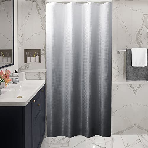 Small Stall Grey Ombre Shower Curtain, 36 x 72 | Narrow Half Gray Ombre Shower Curtain for Bathroom, Fabric Shower Curtain Set, Water Repellent, Machine Washable - color: Ombre Grey, size: 36"W x 72"L (Pack of 1)