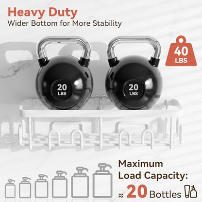 Shower Caddy Adhesive, Rustproof Shower Organizer, Wall Shower Rack | Large Capacity Shower Shelf for Inside Shower, No Drill Shower Storage, Shampoo Shower Holder, White, 2 Caddies - color: White