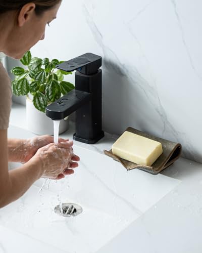 Zoeeker Self-Draining Soap Dish, Ceramic Bar Soap Holder with Drainage | Waterfall Design Soap Saver for Bathroom, Kitchen, Sink, Countertop, Sink Organizer Tray Keeps Dry, Variegated Brown Glaze - color: Brown