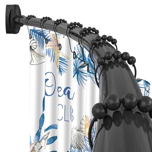 Curved Shower Curtain Rod 35-82In(2.9-6.8Ft), Matte Black Rounded Rustproof Shower Rod for Bathroom Bathtub, Adjustable Arched Shower Rod, Never Rust|Extra Space|Non-Slip|Expandable|Need to Drill - color: Matte Black