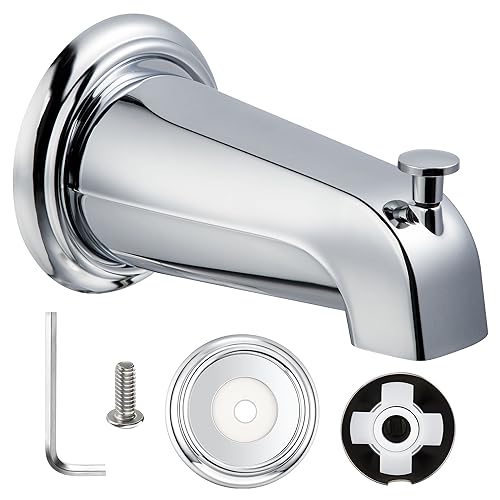 Diverter Tub Spout Compatible with Kohler GP85556-CP (Polished Chrome) | Slip On Bathroom Bathtub Faucet Replacement for 1/2"Copper Water Tube, Metal Cover Ring and Foam Gasket Included - color: Polished Chrome