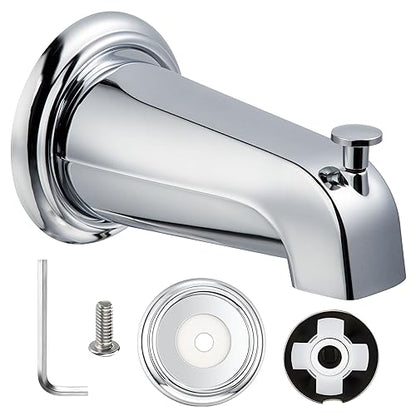Diverter Tub Spout Compatible with Kohler GP85556-CP (Polished Chrome) | Slip On Bathroom Bathtub Faucet Replacement for 1/2"Copper Water Tube, Metal Cover Ring and Foam Gasket Included - color: Polished Chrome