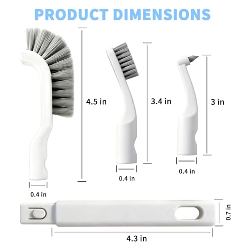 Crevice Cleaning Brush, Small Grout Cleaner Brush Tools with 4Pcs Repalceable Scrub Brushes & 2 Handles, Grout Cleaning Brushes Set for Home Kitchen Sink Bathroom Corner Window Groove Cup Teapot - size: 1big+2small+1medium