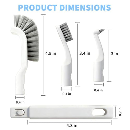 Crevice Cleaning Brush Set, Grout Brush Tools with 4Pcs Repalceable Scrub Brushes & 1 Handle, Small Hard Bristle Cleaner Brushes for Home Kitchen Sink Bathroom Corner Window Groove Cup Blender - size: 1small+1big+2medium