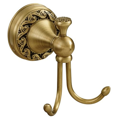 Brass Towel Hook, Antique Brass Bathroom Robe Hooks, Double Rustic Towel Hooks Bath Farmhouse Coat Clothes Hook Wall Mounted for Bathroom Kitchen Washroom Bedroom - color: Brass