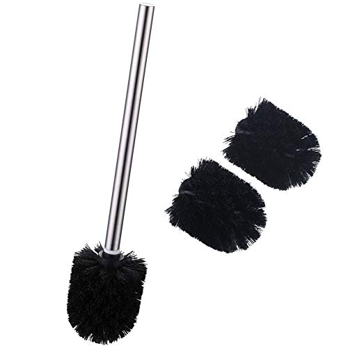 Angle Simple Toilet Brushes Refills, Toilet Bowl Scrubber Head 3 PCS | Replacement Toilet Brush Head Only, No Holder, Stainless Steel Wand with Sturdy Plastic Bristles for Easy Use