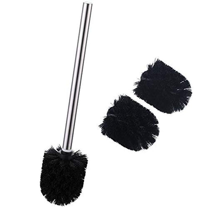 Angle Simple Toilet Brushes Refills, Toilet Bowl Scrubber Head 3 PCS | Replacement Toilet Brush Head Only, No Holder, Stainless Steel Wand with Sturdy Plastic Bristles for Easy Use