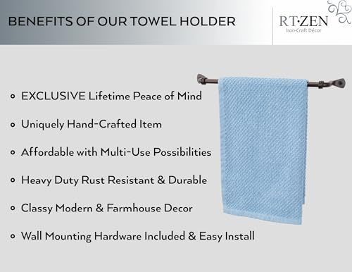 Matte Black Hand Towel Holder for Your Bathroom, Fits 10" Towels | Handcrafted Farmhouse Wrought Iron Metal, Kitchen Bar, Wall Mounted Rack, Small Hand Cloth Bar Hanger for Home or Office - style: Axe