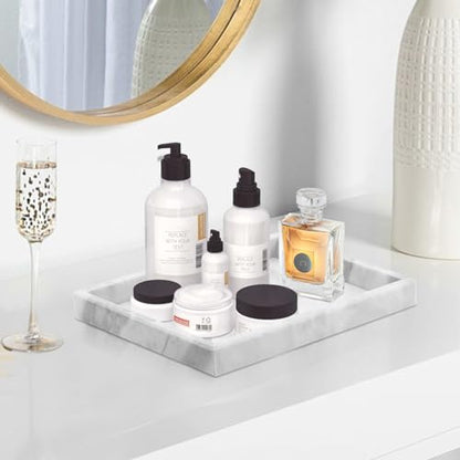 Marble Bathroom Tray,Pure Natural Marble Vanity Tray | marble tray for kitchen counter Non-Ceramic/Non-Resin,stone tray 12 x 8 inch (white) - color: White
