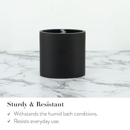 Bathroom Accessory Sets, 4 Pieces Bathroom Accessories Complete Set Vanity Countertop Accessory Set, Includes Lotion Dispenser Soap Pump, Toothbrush Holder and Tray (Matte Black Look Rounded) - color: Matte Black Look Rounded