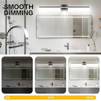 Bathroom Lighting Fixtures Over Mirror– 48 Inch Black Vanity Light for Bathroom LED Dimmable 6000K Cool White with Dual Lighting Design 26W 2080lm Modern Matte Black Aluminum - size: 48 Inch