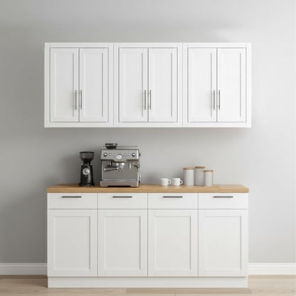 Crosley Furniture Savannah 3-Piece Wall Kitchen Storage Cabinet, Cabinets for Laundry, Bathroom, White - color: White, style: 3-Piece Bathroom Cabinet