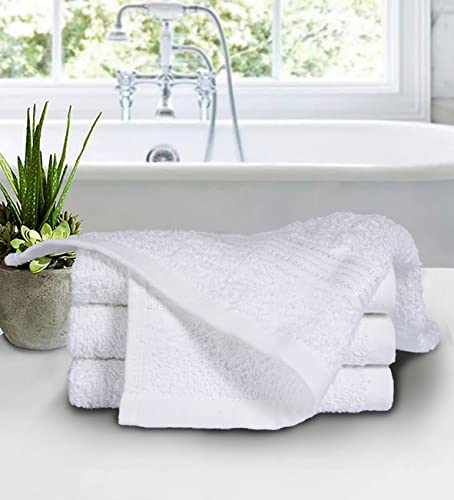Ultra Soft Cotton Washcloths, Contains 24 Piece Face Cloths 12x12 inch, Ideal for Everyday use Face Towels, Compact & Lightweight Multi Purpose Washcloths - White - color: White, size: 24 Pack Washcloths