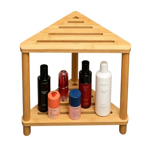 Shower Foot Rest 17in bamboo Wood for Shaving Legs, Waterproof Corner with Storage Shelf for Inside Small Spaces, - color: Triangular