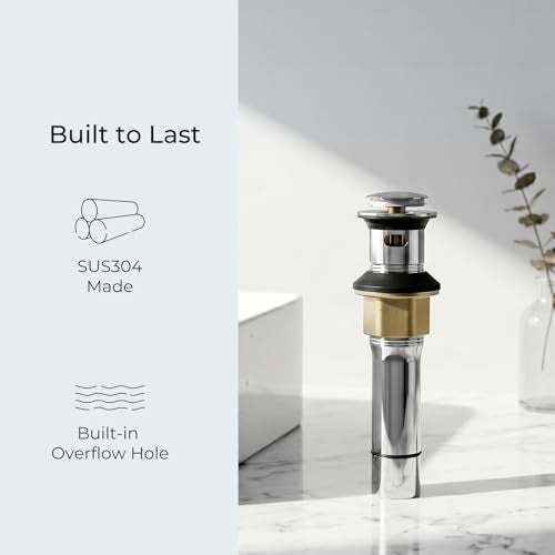 Bathroom Pop Up Drain with Overflow, Solid Stainless Steel Sink Drain Assembly with Removable Hair Catcher, Mirror Shine Anti-Peeling Finish, Chrome, 2 Pack - color: Chrome, style: Small Popup Cap(Pack of 2)